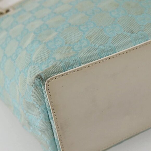 GUCCI GG Canvas Tote Bag Light Blue Gold 002 1099 Auth 130091 - Picture 5 of 16